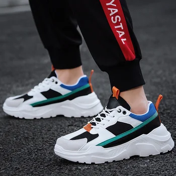 

Summer Casual Shoes For Men Fashion Breathable Mesh Lace up Lover Shoes Men Flats Sneakers Height Increasing Hard-Wearing