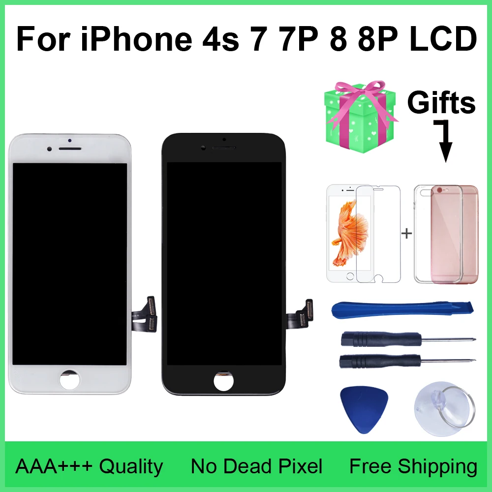 Без битых пикселей AAA+++ для iphone 7 7Plus ЖК-экран Замена Высокое качество для iphone 4S 8 8Plus дисплей 8Plus lcd