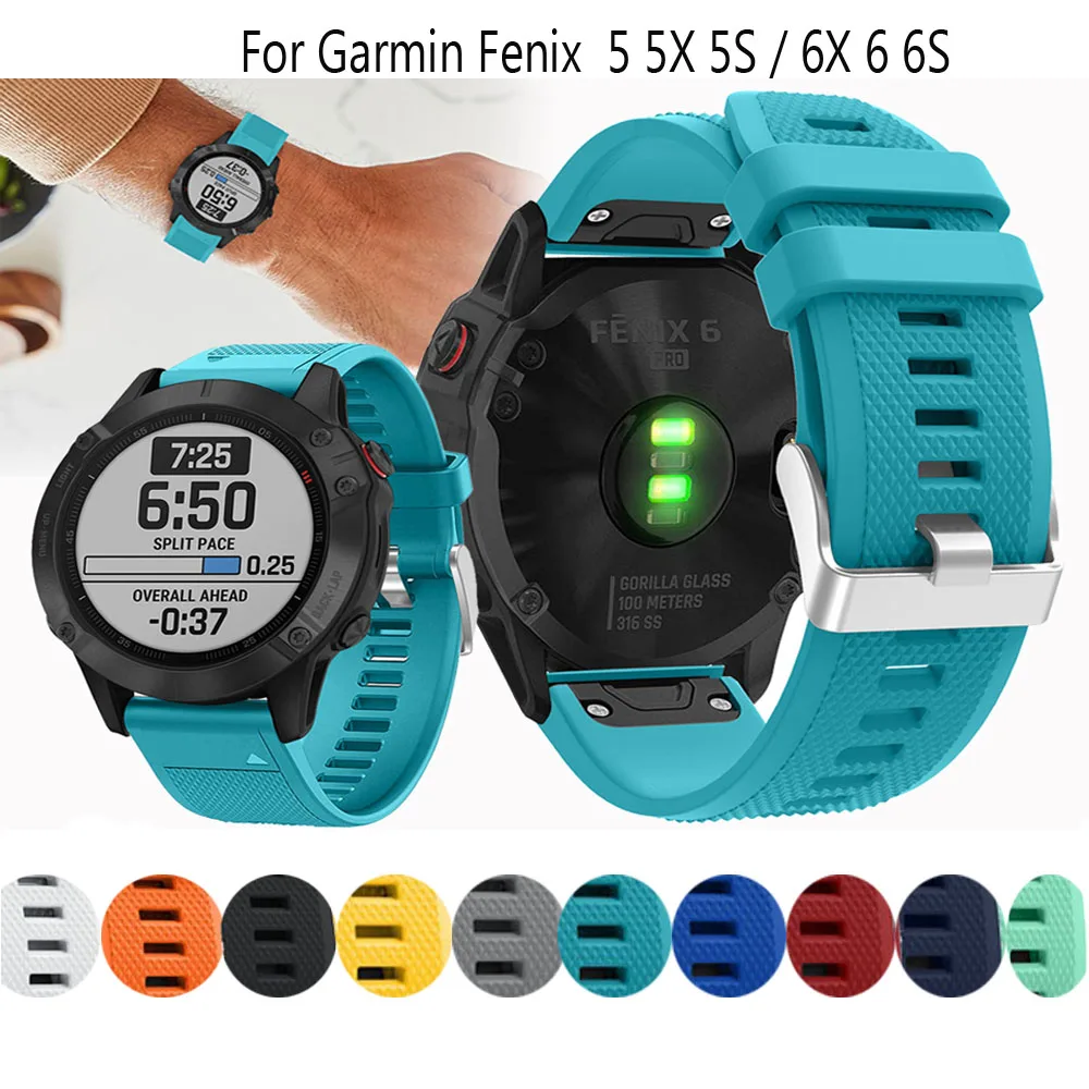 Ремешок силиконовый для наручных часов быстросъемный браслет Garmin Fenix 6S 6X 6 Pro 5S 5X 5