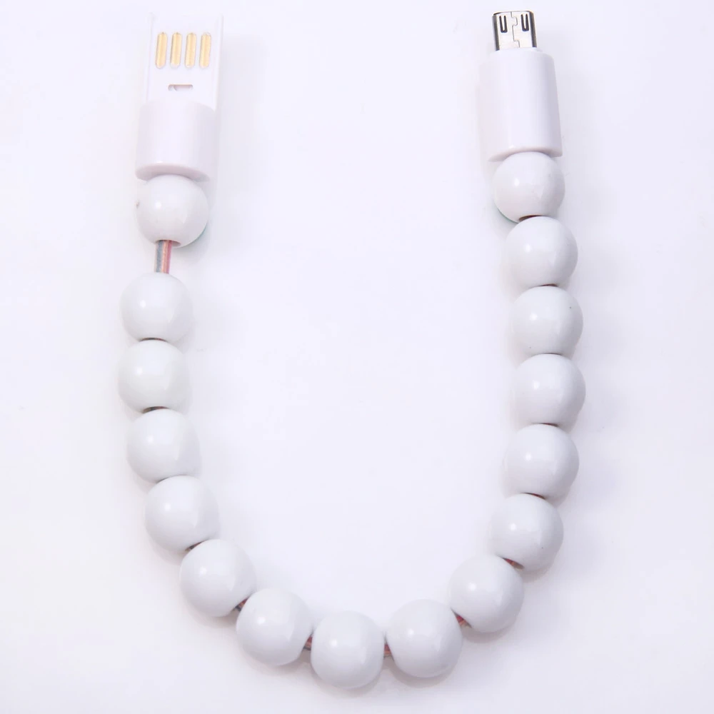 Модный браслет с бусинами, стильный кабель Micro USB к USB, высокоскоростной кабель для зарядки данных Micro B