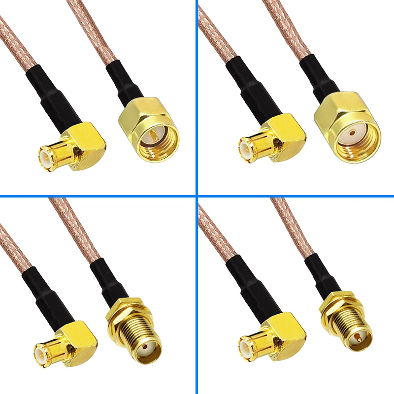 RF coaxial-enchufe macho SMA de conector a MCX, macho, ángulo recto, Cable de Cable en espiral de RF, RG316