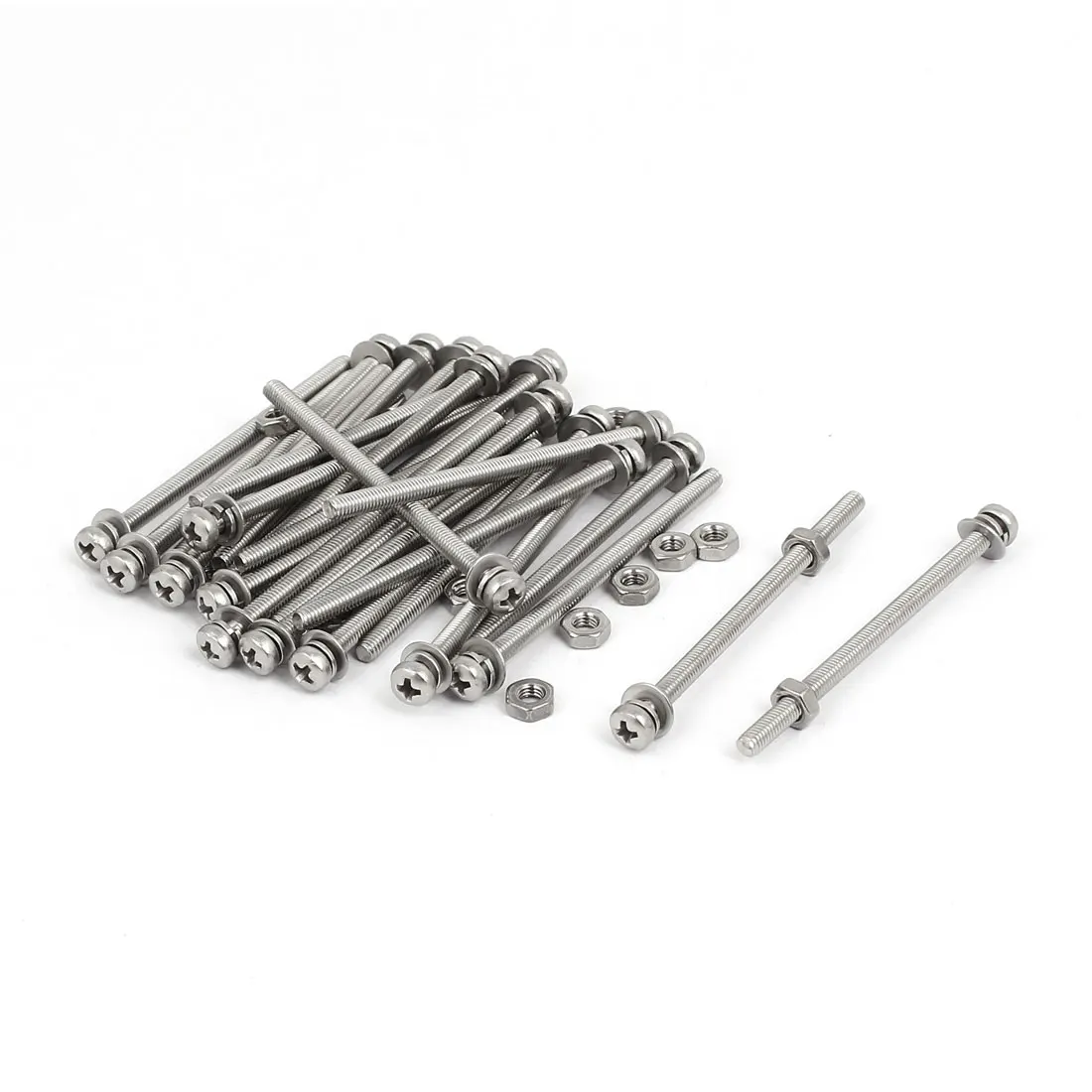 

uxcell 25Sets M3 x 50mm 304 Stainless Steel Phillips Pan Head Screws Nuts w Washers