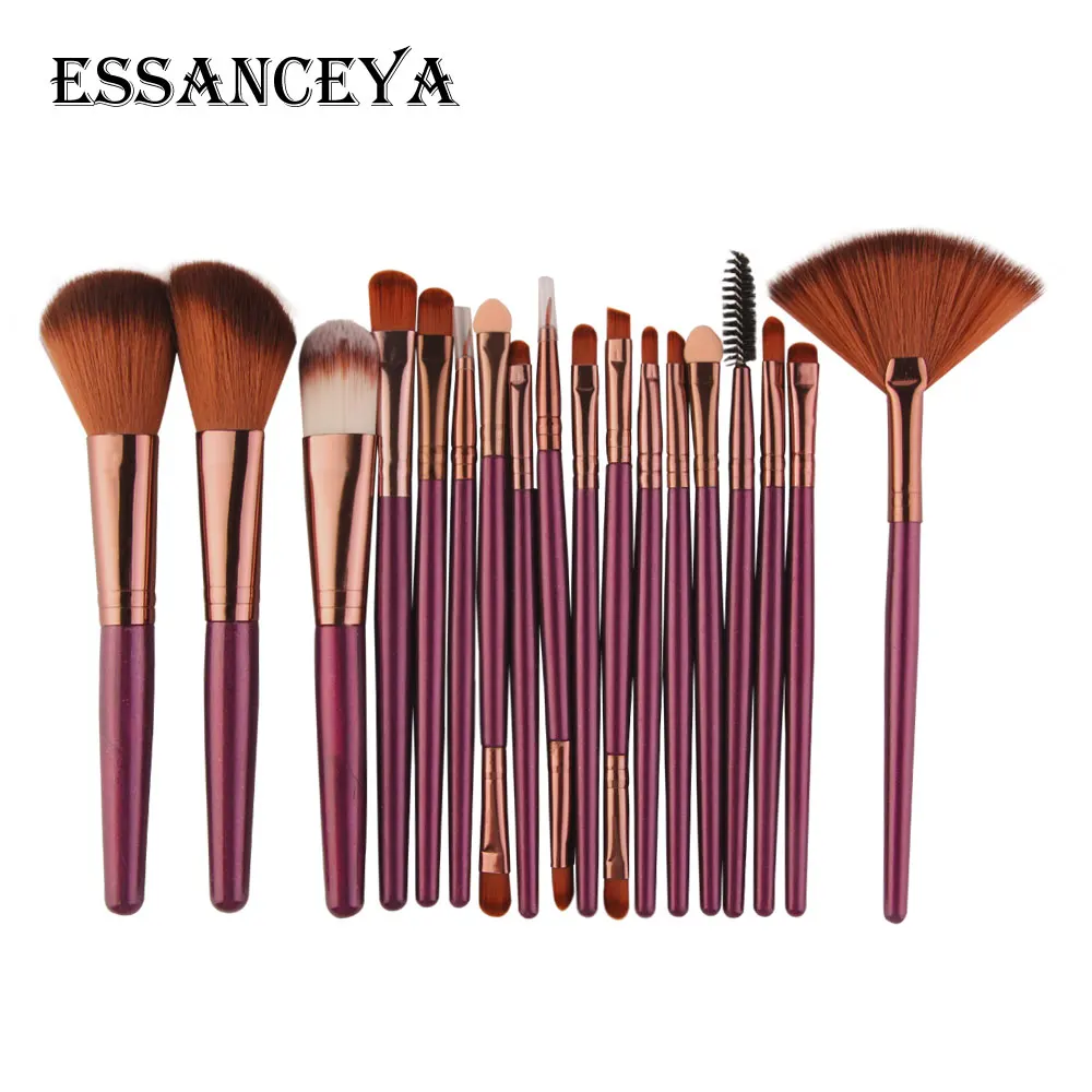 ESSANCEYA Pro 6-18Pcs Cosmetic Makeup Brushes Foundation Eye shadow Eyeliner Fan Make-Up Multipurpose Eye Brushes Cosmetic Tool