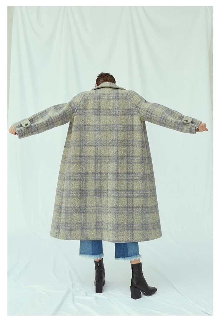 abrigos mujer invierno Women Lazy Style Casual Oversize Loose Plaid Winter Long Woolen Jacket wool Coat Thicken Warm casaco