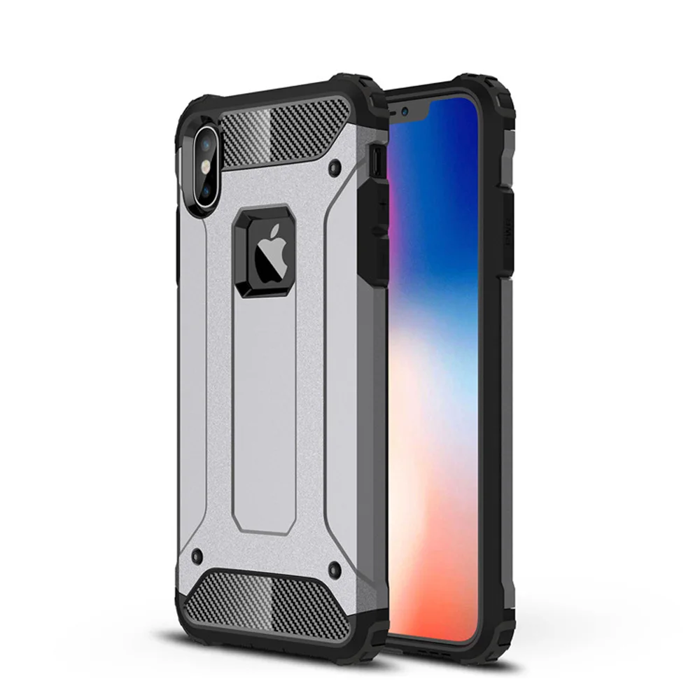 Weloan Чехол для мобильного телефона iPhone 5S se 6 7 8 11 plus x xr xs max pro, Золотой стальной защитный чехол два в одном, защита от падения - Цвет: Серый
