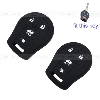 

2pcs 4 Button Silicone Car Remote Key Fob Silica Gel Holder Case Cover for Nissan Series Black