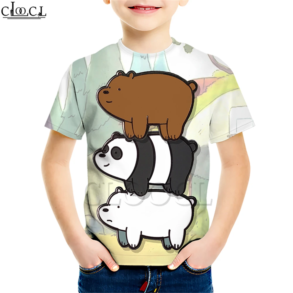Kids T shirt 11 Детские футболки с рисунком из аниме «Мы Голые Медведи» Детский свитер с короткими рукавами и 3D принтом милого медведя для мальчиков и девочек повседневные Детские Молодежные Топы - Цвет: Kids T shirt 11