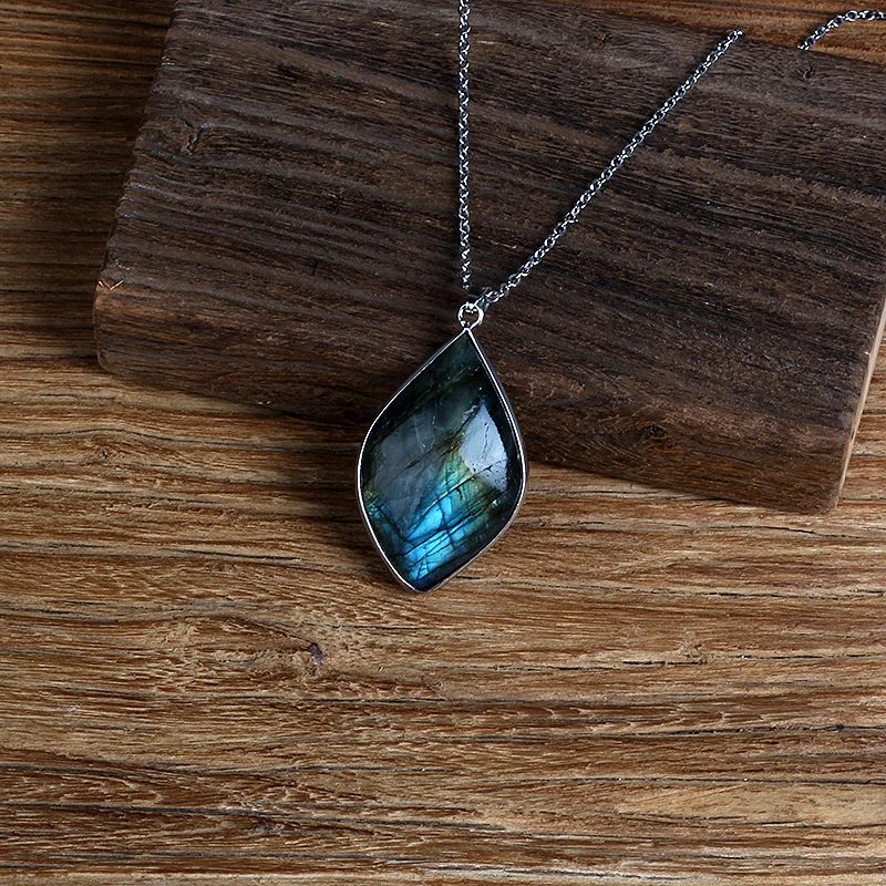 Natural Labradorite Necklace Irregular Shape Unique Natural Pendant Energy Necklace Jewelry Stone Crafts Gifts For Men And Women - Image 6