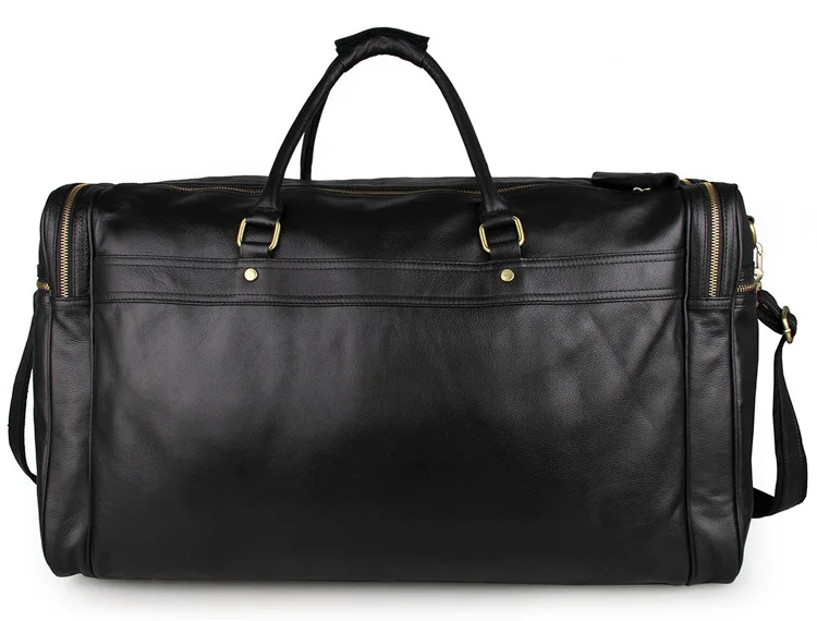 Large Capacity Men’s Black Travel Leather Duffle Bag