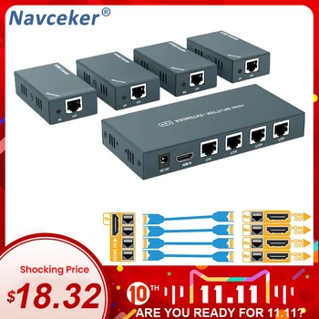 

1x4 HDMI Extender RJ45 60m HDMI UTP Splitter Extend 1080P HDMI Cat5e Cat6 Extender HD HDMI Extender Transmitter Receiver for PS4