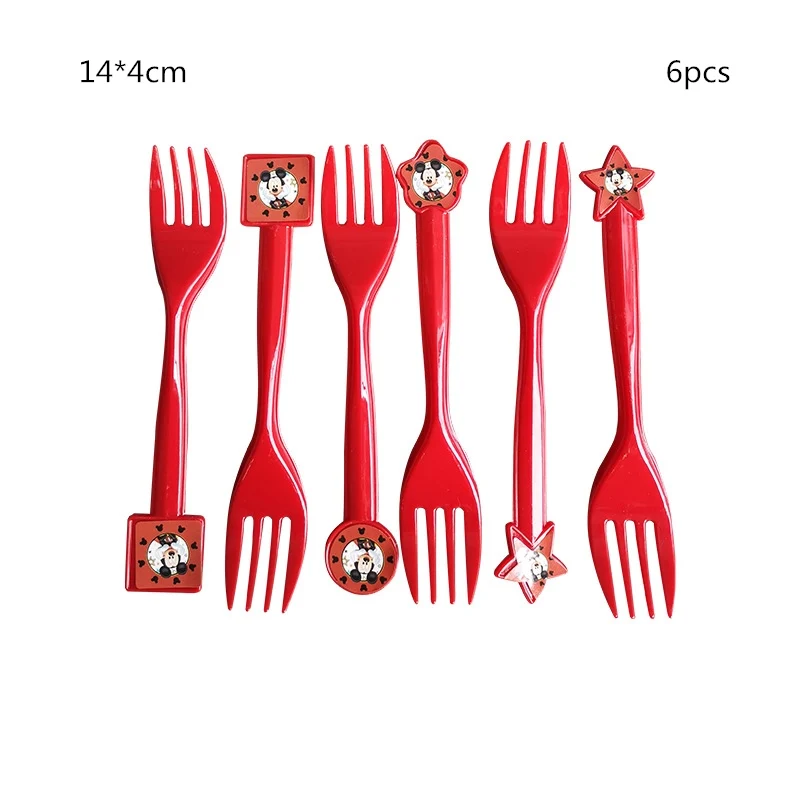 

6pcs/lot Mickey Mouse Party Supplies Disposable Plastic Forks Baby Birthday Holiday Party Dinnerware Decoration Kids Favors