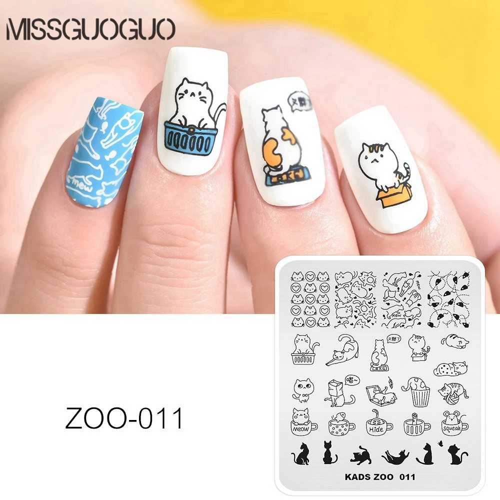 

1PC Nail Art Stamping Template Lovely Cat Patterns for Polish Stamp DIY Nail Art Template Stamper for Nail Art Print Design Tool