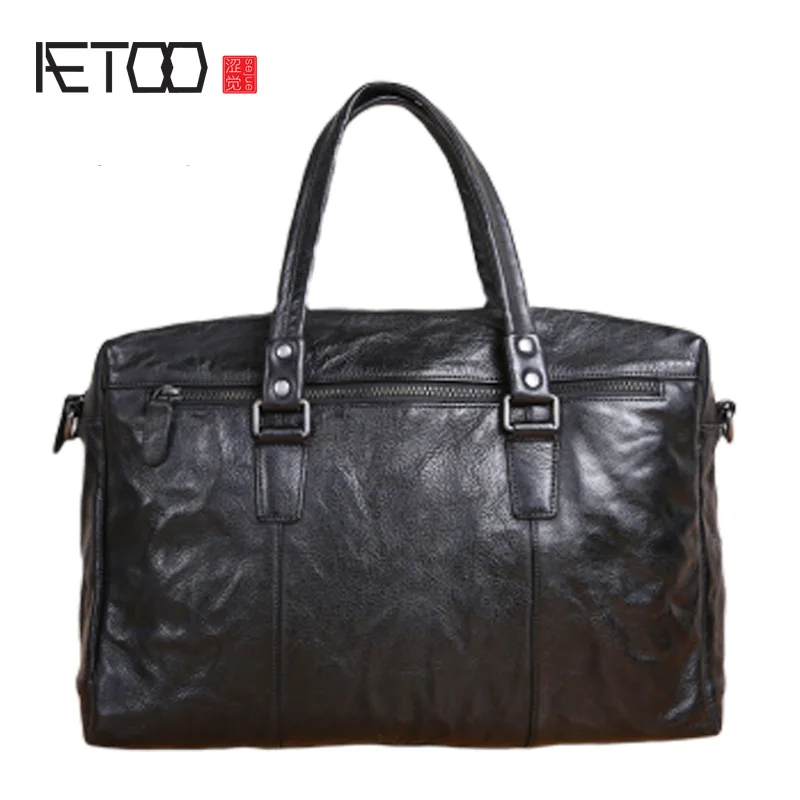 AETOO сумочки ручной работы мужские кожаные винтажные портфели деловые