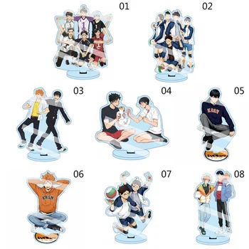 

High Quality 15cm Anime Haikyuu!! Hinata Kageyama Tsukishima Sugawara Acrylic Figures Model Stand Plate Holder Topper Desk Decor