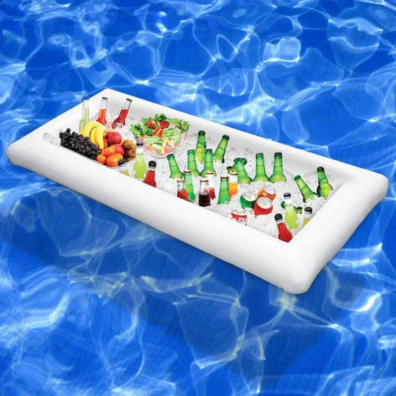 White Inflatable Ice Trough Durable PVC Water Entertainment Salad Plate Stand Outdoor Ice Bucket Bar Tools and Glass Wine Bottle
