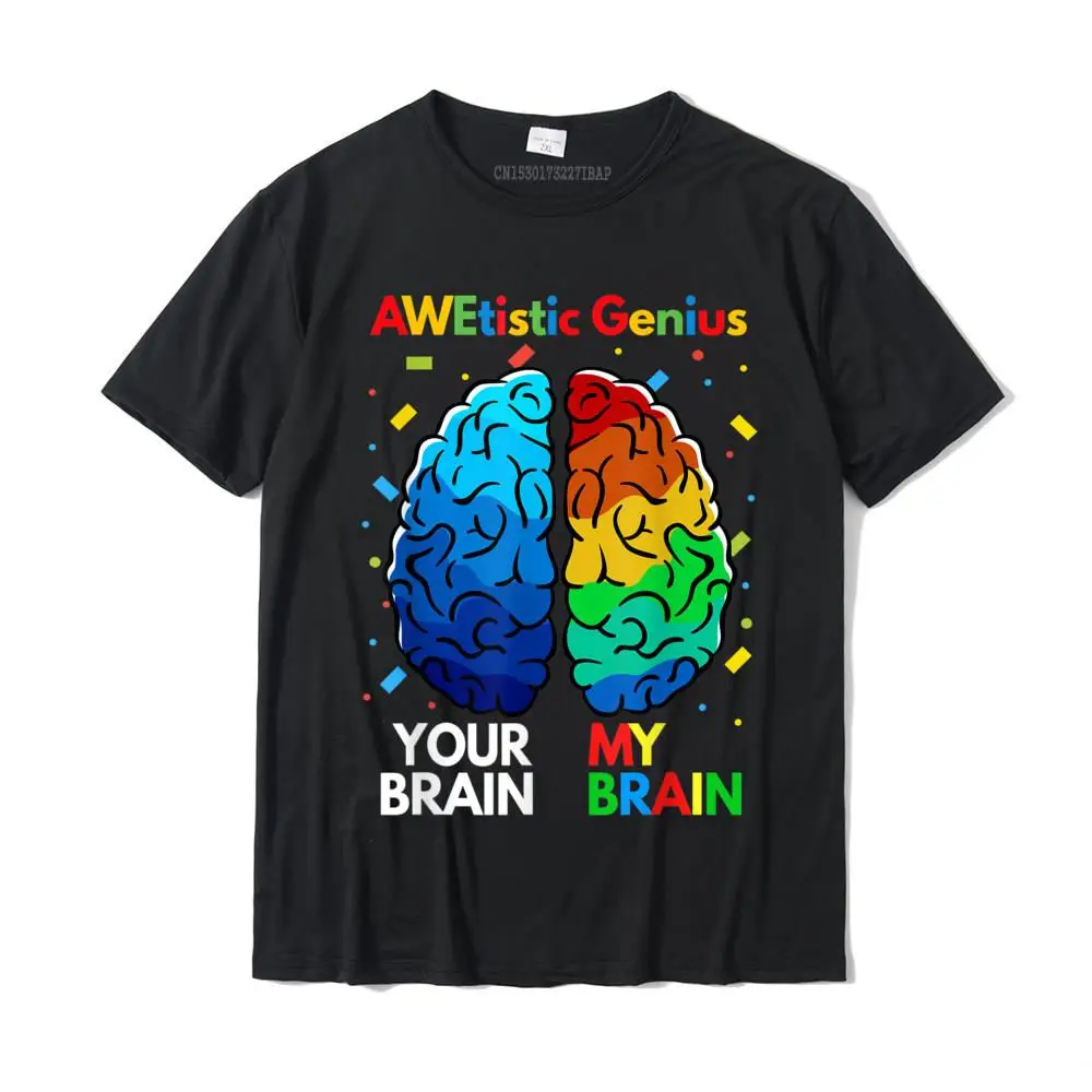 Printed On Cotton Mens Short Sleeve Tees Casual Summer Autumn T Shirts Summer T Shirt Family Round Collar Drop Shipping Funny Neurodiversity Autism Awareness Awetistic Genius Boys T-Shirt__MZ23330 black