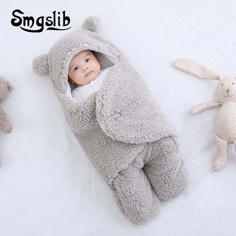 Baby Sleeping Bag Ultra-Soft Fluffy Fleece Newborn Receiving Blanket Infant Boys Girls ClothesSleeping Nursery Wrap Swaddle