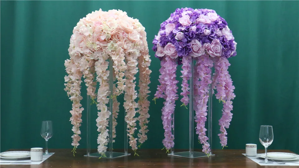 High-grade acrylic crystal wedding road leading Table flower stand Artificial flower Ball decoration Candlestick 60cm/80cm/100cm