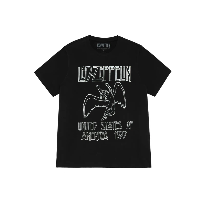 

【Rock n Roll Store】Led Zeppelin 70S Metal HardRock Band Tee Queen AC/DC NIRVANA BOWIE BEATLES Black Cotton Men's Women's T Shirt