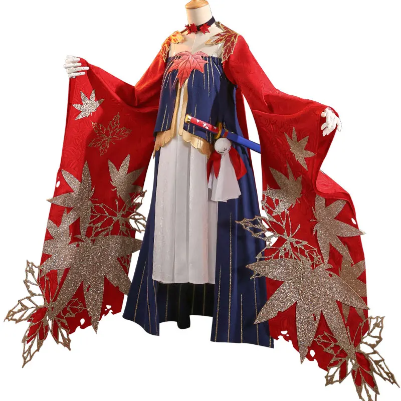 Аниме Onmyoji призрак Momiji японское кимоно платье униформа косплей костюм полный набор для женщин Хэллоуин Новинка