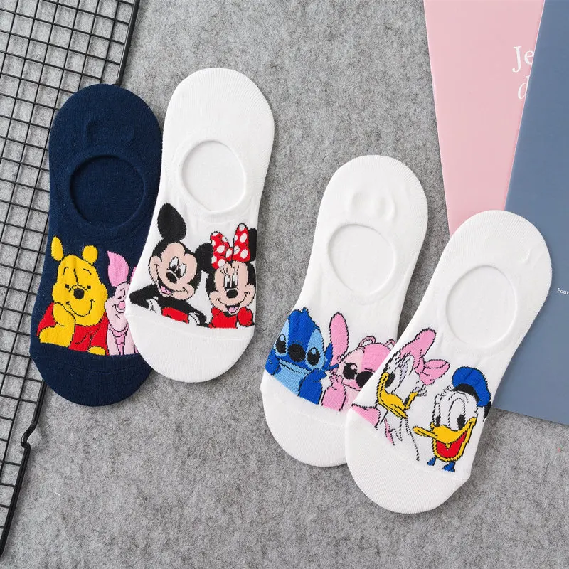 Women Cartoon Animal Mickey socks cute Kawaii ankle Donald Duck Socks invisible Silicone slip Socks girl Cotton boat sock