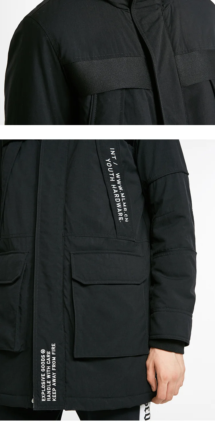 JackJones Мужская зимняя парка средней длины пальто теплые стеганые куртки пальто мужская одежда 218409512