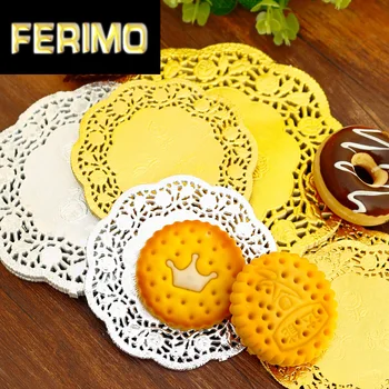 

50pcs Round Lace Silver Gold Paper Doilies 3.5/4.5/5.5 inch Paper Doyleys Vintage Coasters Table Place Mats Wedding Decoration