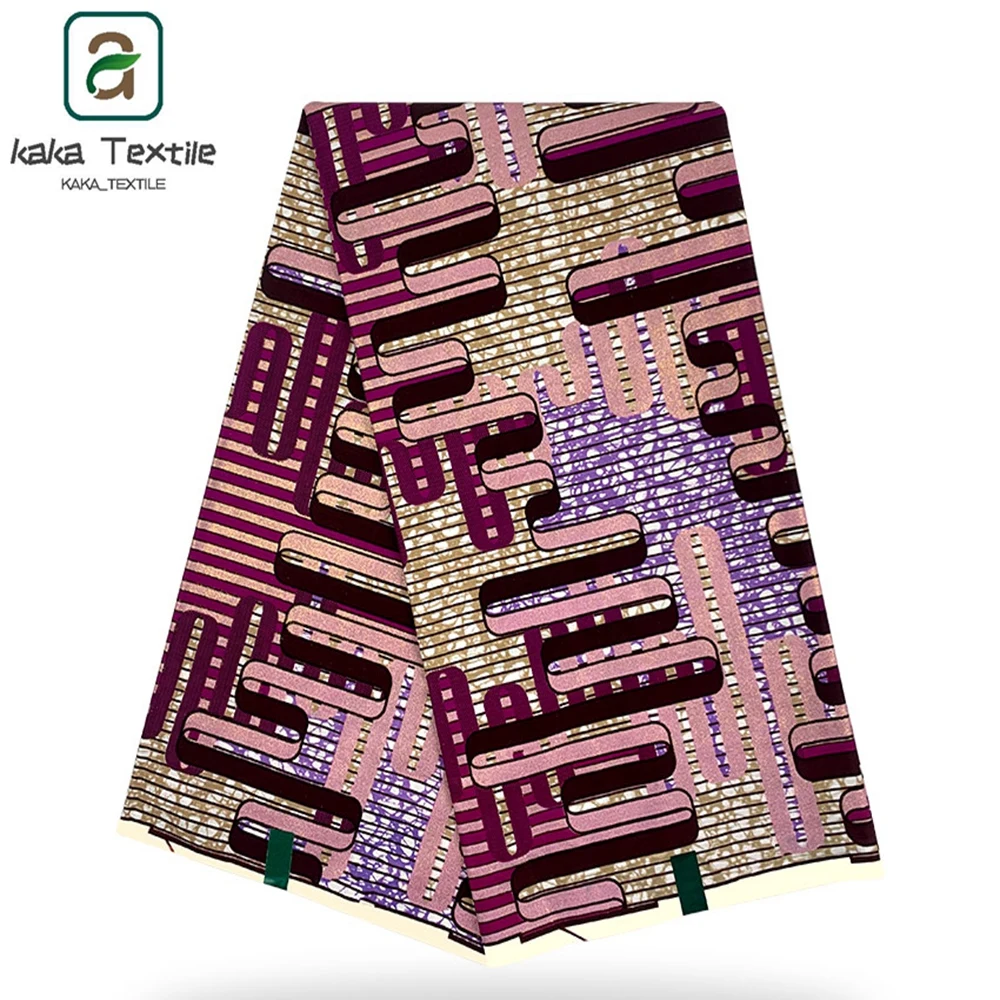 

African Grand Wax Fabric Cotton Print Ankara Rapper Glitter Batik Nigerian Satin Original Veritable Golden Material for Dress
