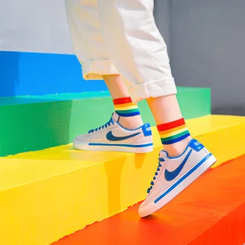 

Japanese and Korean leisure creative transparent fashion crystal silk stockings Rainbow seven ultra-thin glass stockings