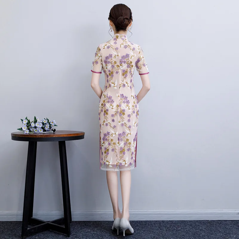 Новинка, модное женское Платье До Колена, Cheongsam, китайское женское элегантное платье из полиэстера, Vestidos, Размеры S M L XL XXL XXXL 12946