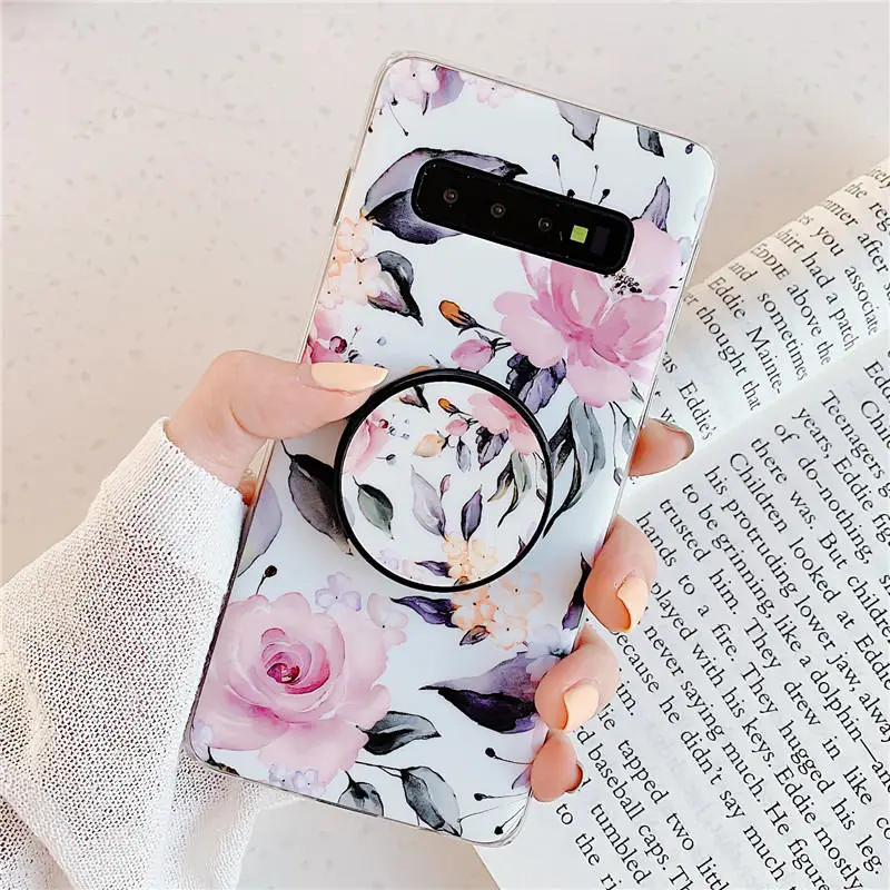 Style A5 FLYKYLIN подставка для держателя для Samsung Galaxy S8 S9 S10 Plus S10e задняя крышка на розовый мраморный лист Мягкий ТПУ силиконовый чехол для телефона - Цвет: Style A5