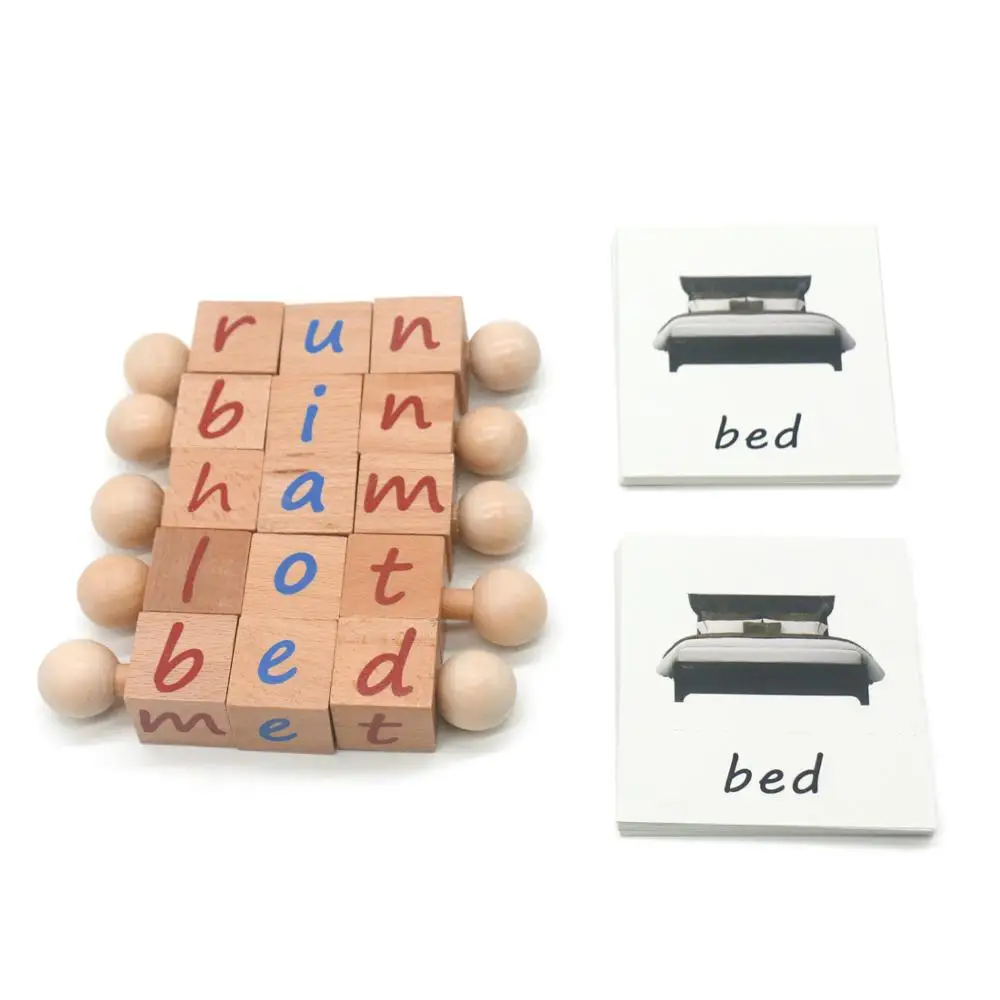 

Wooden Montessiori Phonetic Reading Block Toddler Learning English Word Toy The Letter Early Educational Toy For Children J2346Y
