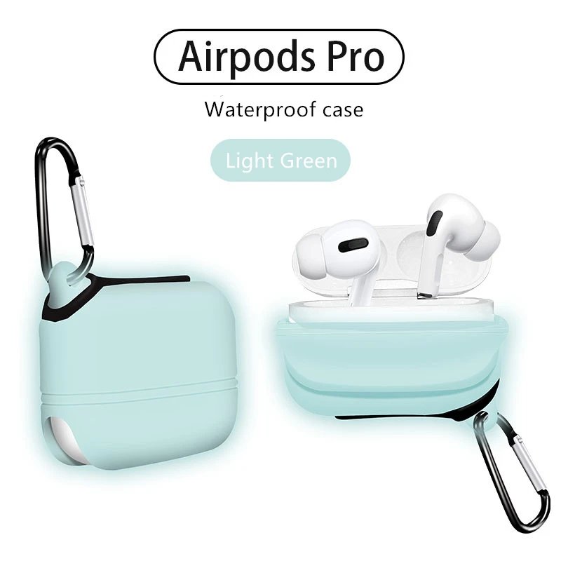 Light green Подходит для airpods pro защитный чехол водонепроницаемый чехол все включено водонепроницаемый защитный чехол airpod чехол для наушников - Цвет: Light green