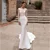 Sexy Long Sleeve Mermaid Wedding Dresses With Long Train Lace Appliques 2021 Backless High Neck Satin For Women Robe de Mariage casual wedding dresses Wedding Dresses