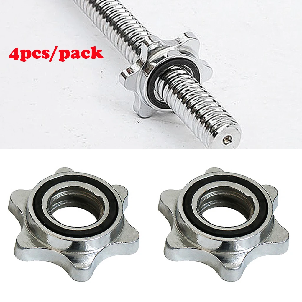 4x 1'' Dumbbell Spin Lock Barbell Hex Nut Screw Collar Weight Lifting Bar Clamps