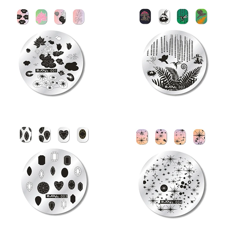 

1pcs Nail Stamp Plate Flower/Maple/Animal/Heart/Leaf Pattern Stamp Template 5.6cm Round Stamp DIY Nail Tips Image Printing Stamp