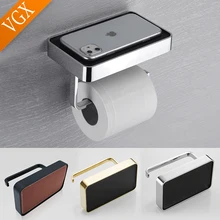 VGX porta carta igienica di lusso con mensola per telefono rotolo per bagno accessori per montaggio a parete accessori per montaggio a parete cromo nero dorato T2508