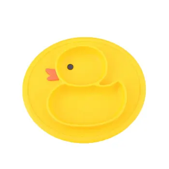 

Kitchen Silicone Mattress Yellow Duck Tableware Integrated Mattress Plate Compartments Infant Supplementary Box