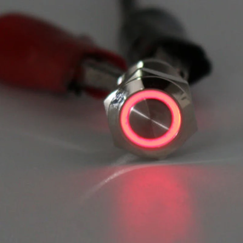 

2 LED Color 12V Led Metal Push Button Momentary Pushbutton Switch Waterproof