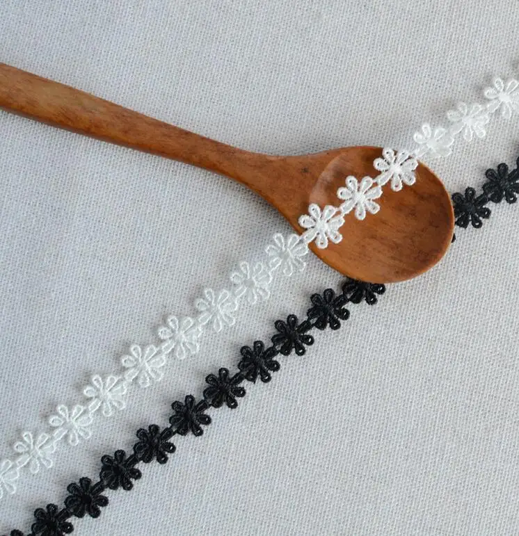 Lace Sewing Accessories 5 Yards Daisy Flower Lace Trim Embroidery Applique Polyester Trimming Sewing Crafts 1.2cm