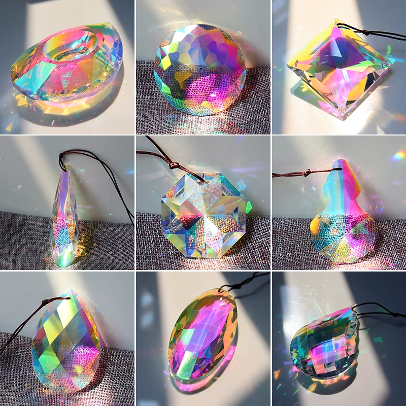 Hanging Crystals Prism Rainbow Maker Chandelier Crystal Pendant Drops DIY Ornament Craft Home Wedding Decor sun catcher crystal pendant sun catchers window ornament