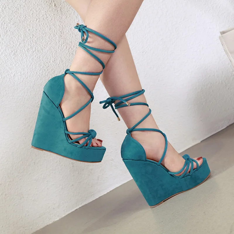 

Ankle Strap 2019 Sandals High Heels Female Shoe Velvet Shoes Espadrilles Platform Clogs Wedge Women's For Fashion Ladies