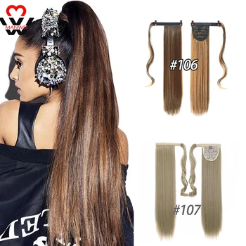 

MANWEI 24''Long Curly/Straight Clip in Hair Tail Nature False Ponytail Hairpiece With Hairpins Synthetic Ponytail Hair Extension