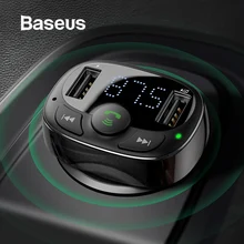 Baseus Dual USB Автомобильное зарядное устройство с fm-передатчиком Bluetooth Handsfree FM модулятор зарядное устройство для телефона в автомобиле для iPhone Xiaomi HUAWEI