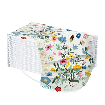

50pcs Butterfly Printing Pattern Face Mask For Adults Disposable Mask 3 Ply Non-woven Breathable Face Mouth Mask Earloop Máscara