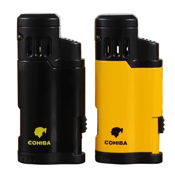 

Cohiba Metal 4 Torch Jet Cigar Lighter Butane Cigarette Tobacco Lighter Gas Refillable With Punch Smoking Tool Accessories