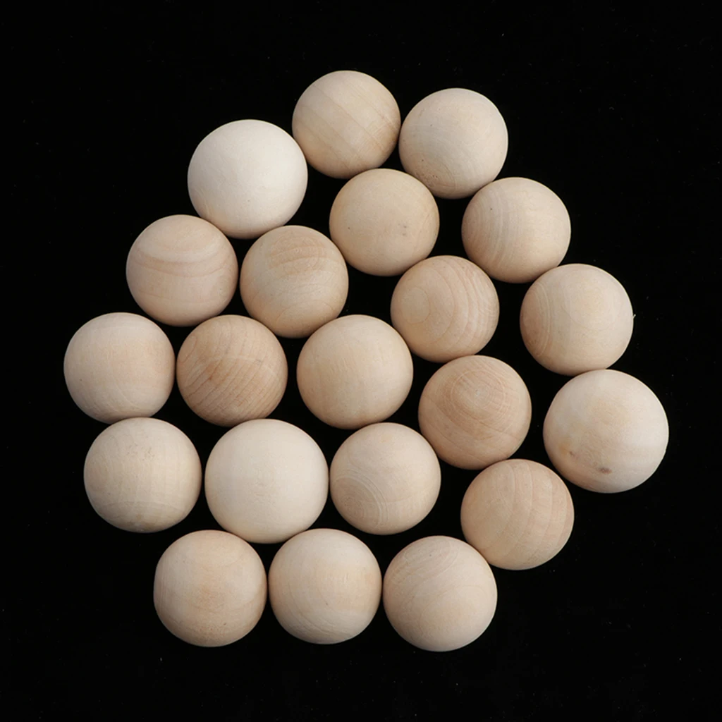 20 Pieces Hardwood Balls - 2cm/0.8inch Round Beech Wood Balls Beads for Crafts