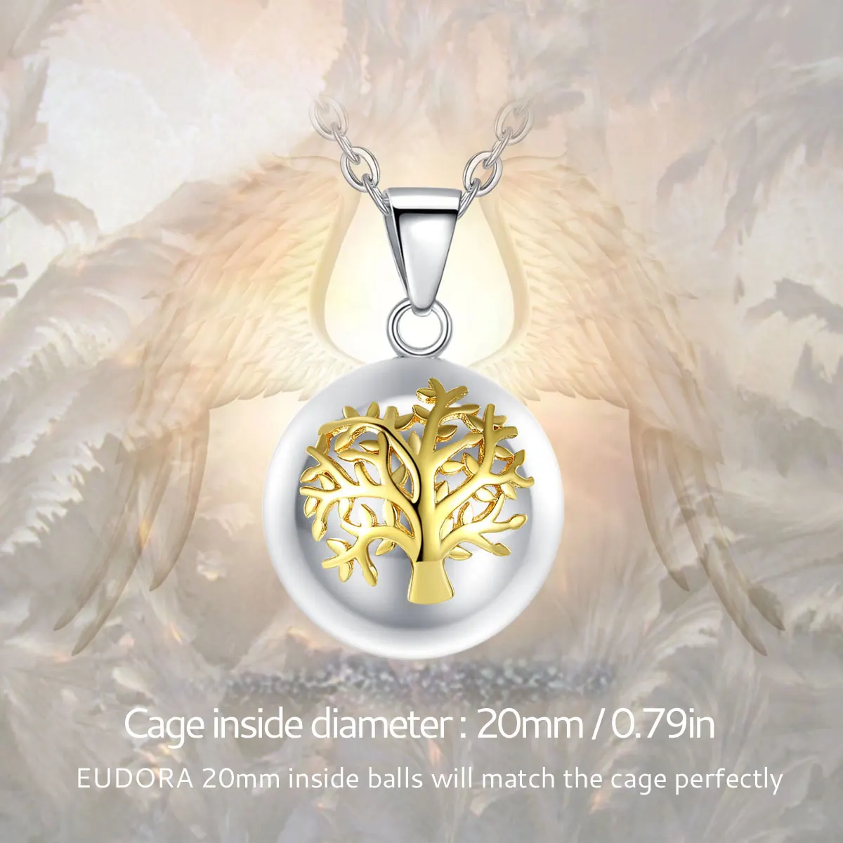 EUDORA Harmony Ball Dameshalsketting, 925 sterling zilver, vintage, met maanhanger, Hekates, drievoudige maan wiel, Wicca, runenamulet, sieraad geschikt als cadeau, Stof Zilver, Geen edelsteen