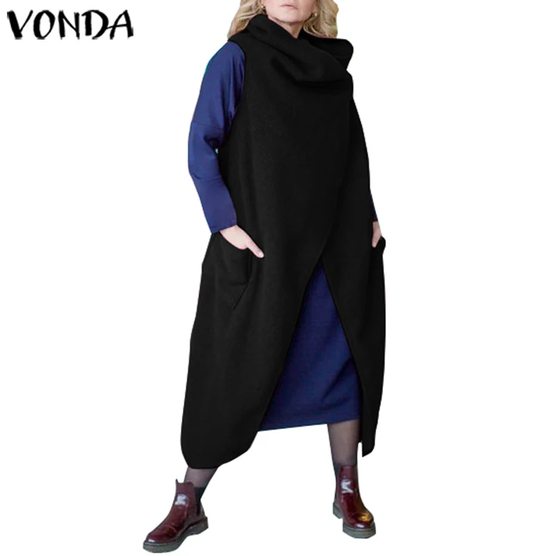 Черный VONDA/; платье для беременных; сезон осень-лето; однотонное Длинное свободное платье; богемное платье; Vestidos Femme Robe; Сарафан - Цвет: Черный