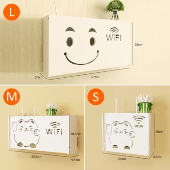 

Wireless Wifi Router Storage Box PVC panel Shelf Wall Hanging Plug Board Bracket Cable Storage Organizer Home Decor 3 Sizes